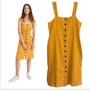 Madewell Mustard Button Front Midi Dress